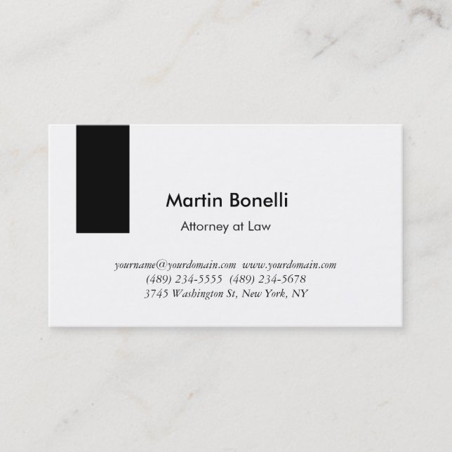 Unique Classical Simple Black & White Business Card (Front)