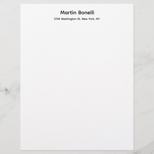Unique Classical Simple Black White Custom Letterhead (Front)