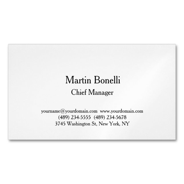 Unique Classical Simple Black & White Magnetic Business Card (Front)