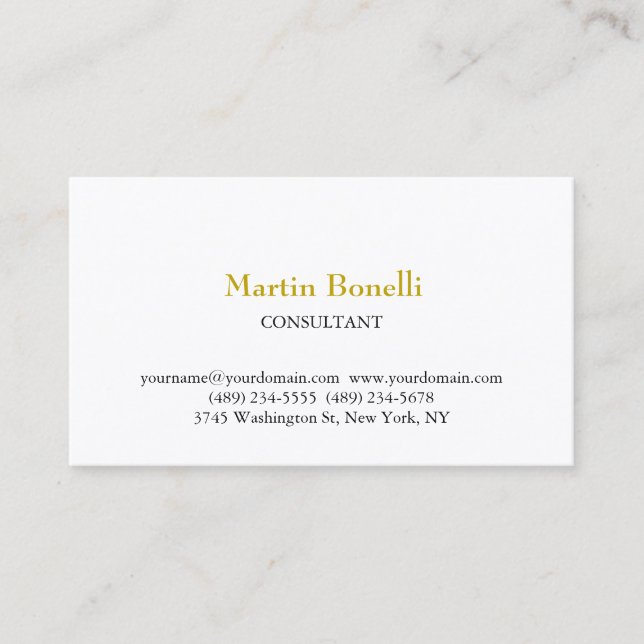 Unique Classical Simple Gold Colour Name Business Card (Front)