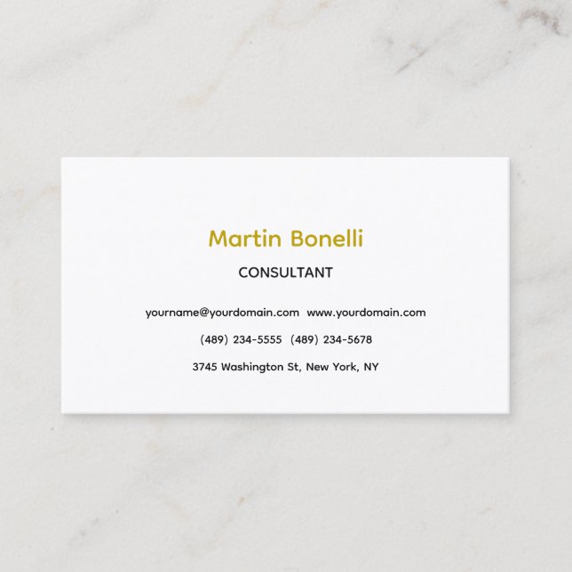 Unique Classical Simple Gold Colour Name Business Card (Front)