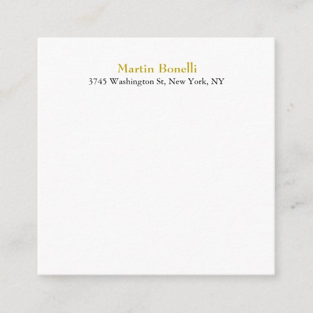 Unique Classical Simple Gold Colour Name Enclosure Card (Front)