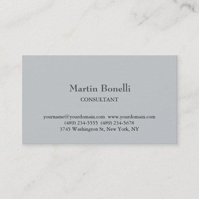 Unique Classical Simple Grey Business Card (Front)