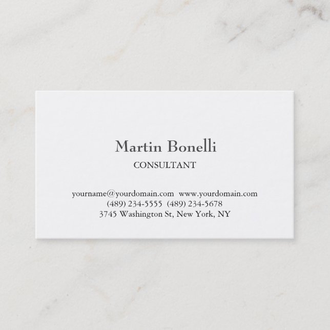 Unique Classical Simple White Business Card (Front)