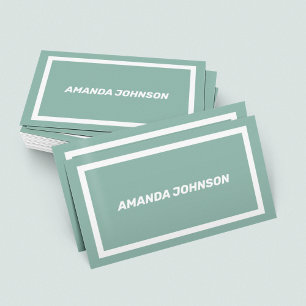 Unique Clean Light Green & White Casual Business Card