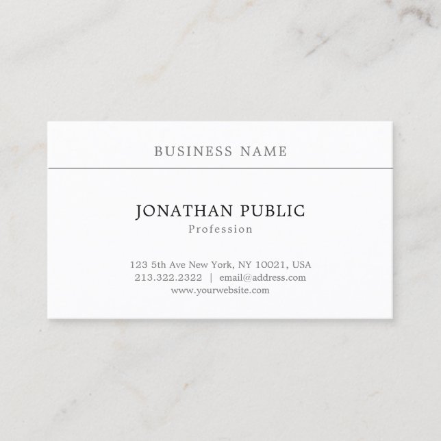 Unique Clean Professional Plain Graceful Modern Business Card (Front)