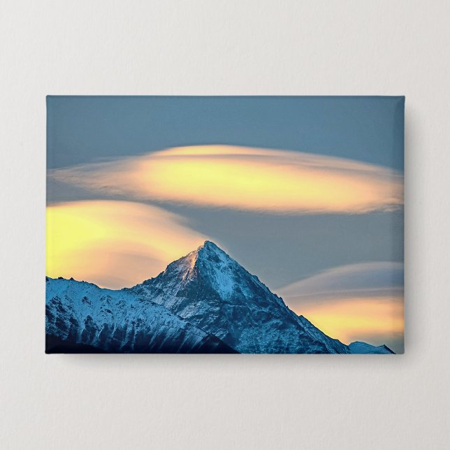 Unique Clouds Over Snow Covered Mountains (Front)