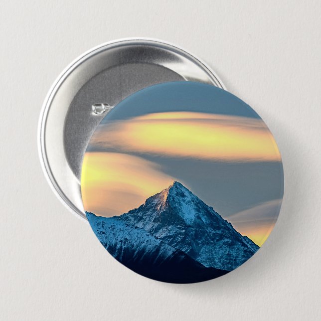 Unique Clouds Over Snow Covered Mountains 7.5 Cm Round Badge (Front & Back)