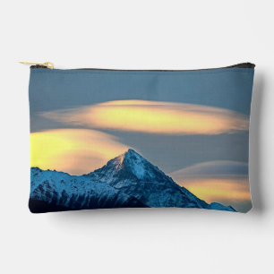 Unique Clouds Over Snow Covered Mountains Accessory Pouch