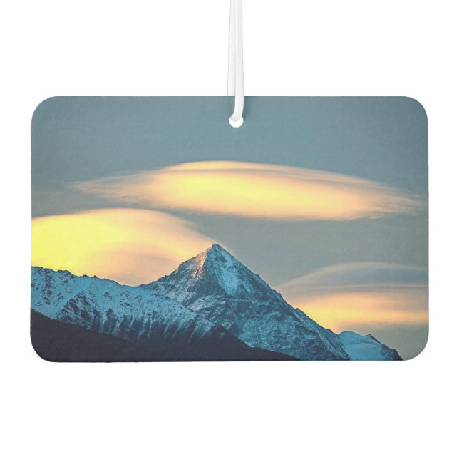 Unique Clouds Over Snow Covered Mountains Car Air Freshener (Front)