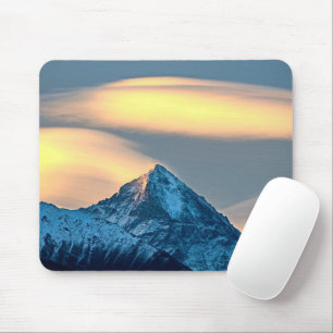 Unique Clouds Over Snow Covered Mountains Mouse Pad