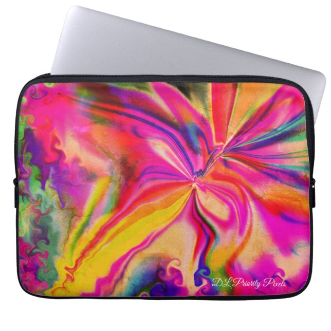 Unique Colorful Abstract Marble Liquified  Laptop Sleeve (Front)