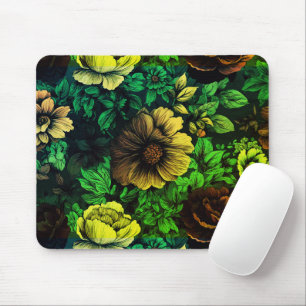 Unique Colors Vintage Floral Print Mouse Pad
