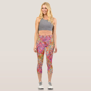 Unique Colourful Art Brush Strokes Spots Watercolo Capri Leggings