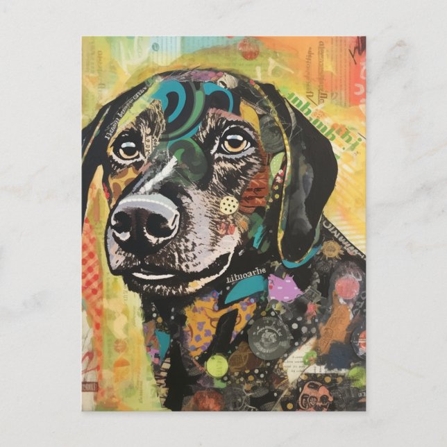 Unique Colourful Dog Collage Postcard (Front)