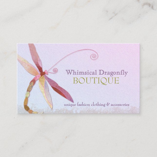 Unique, Colourful Dragonfly Fashion Business Card (Front)