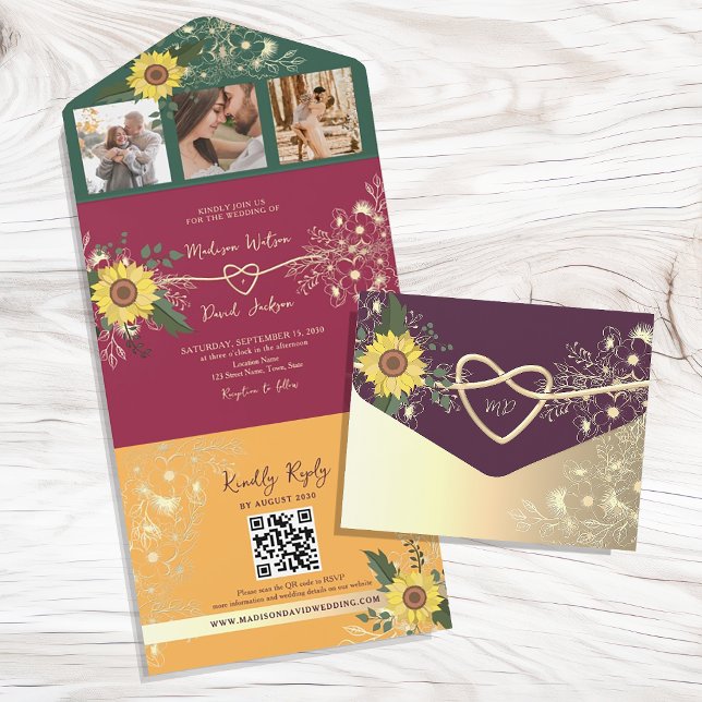 Unique Colourful Floral Wedding All In One Invitation (Creator Uploaded)