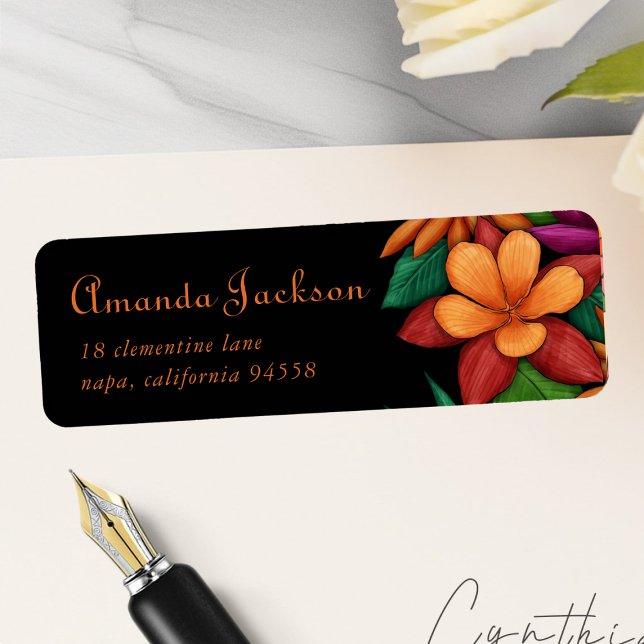 Unique Colourful Flowers Typography Return Address Label (Creator Uploaded)