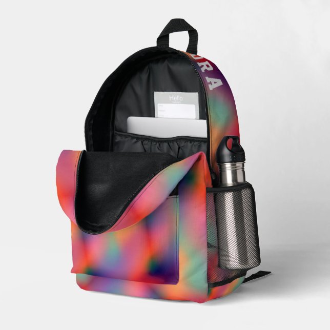 Unique Colourful Gradient Aurora Borealis Lights  Printed Backpack (Back Corner Right (Open))