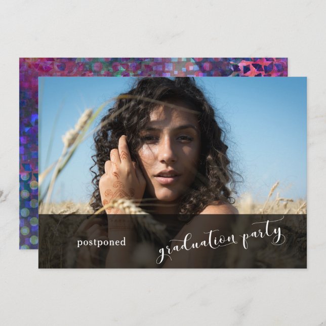 Unique Colourful Graduation Party Postponed Card (Front/Back)