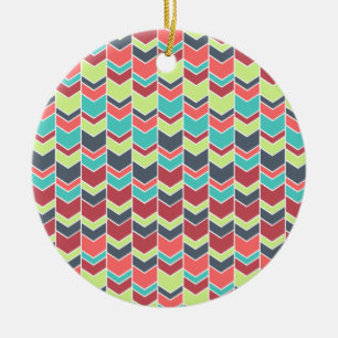 Unique Colourful Modern Chevron Pattern Ceramic Ornament