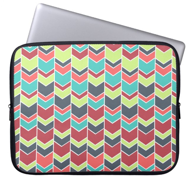 Unique Colourful Modern Chevron Pattern Laptop Sleeve (Front)