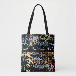 unique colourful name black-tote tote bag