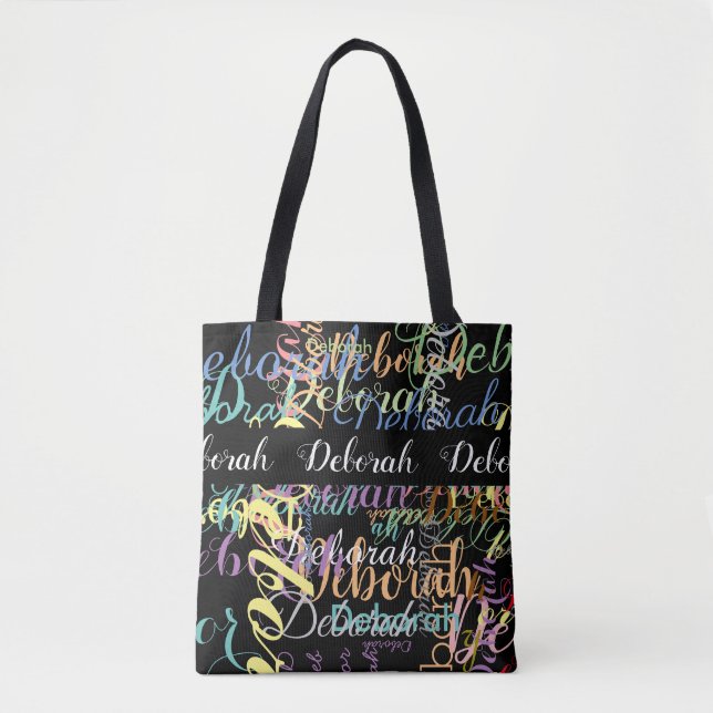 unique colourful name black-tote tote bag (Front)