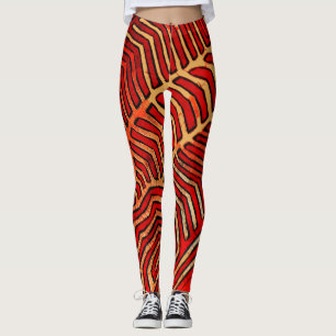 Unique Colourful Red Black Orange Leggings