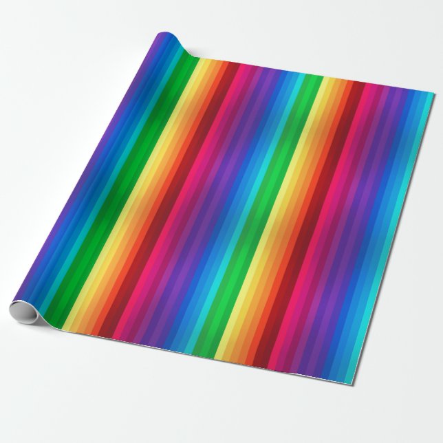 Unique Colourful Seamless Rainbow Stripped Wrapping Paper (Unrolled)