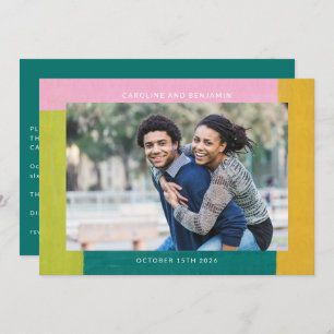 Unique Colourful Shapes Trendy Couple Photo Weddin Invitation