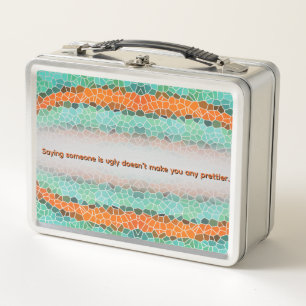 Unique Colourful Triangle Pattern & Quotes Metal Lunch Box