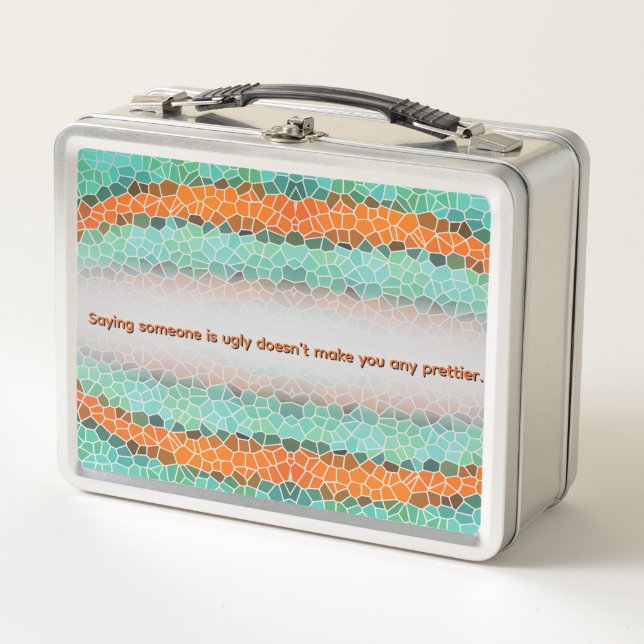 Unique Colourful Triangle Pattern & Quotes Metal Lunch Box (Front)