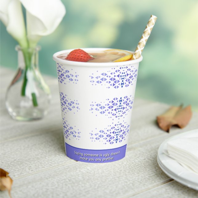 Unique Colourful Triangle Pattern & Quotes Paper Cups (Insitu)