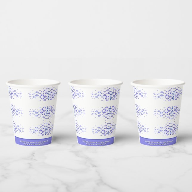 Unique Colourful Triangle Pattern & Quotes Paper Cups (Multi)