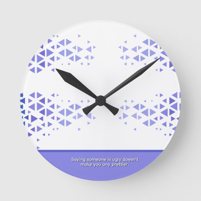 Unique Colourful Triangle Pattern & Quotes Round Clock (Front)