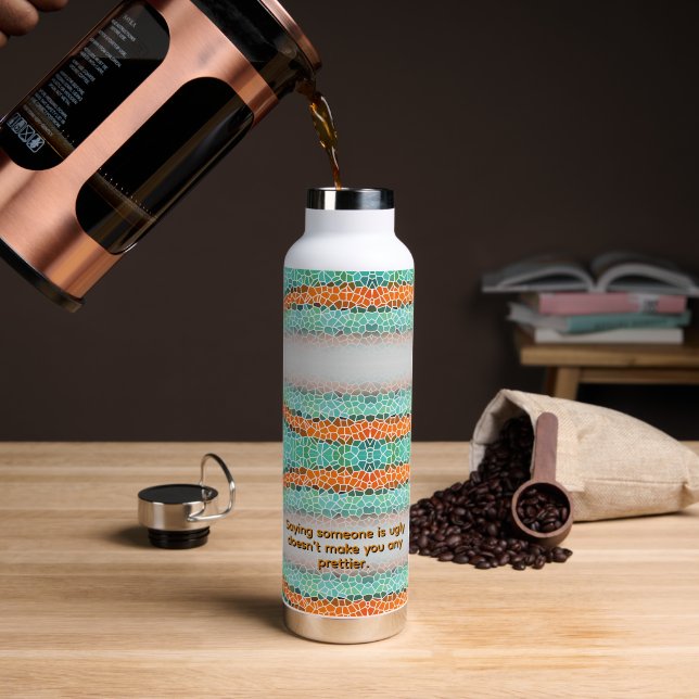 Unique Colourful Triangle Pattern & Quotes Water Bottle (Coffee (Rotated))