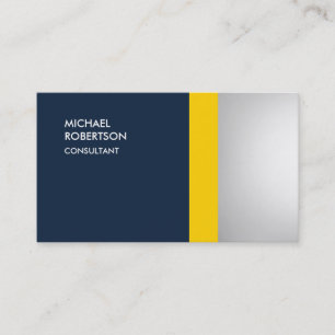 Unique Colourful Yellow Navy Blue Grey Business Card