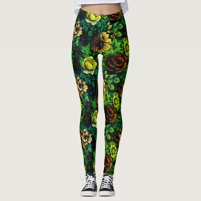 Unique Colours Vintage Floral Print Leggings (Front)