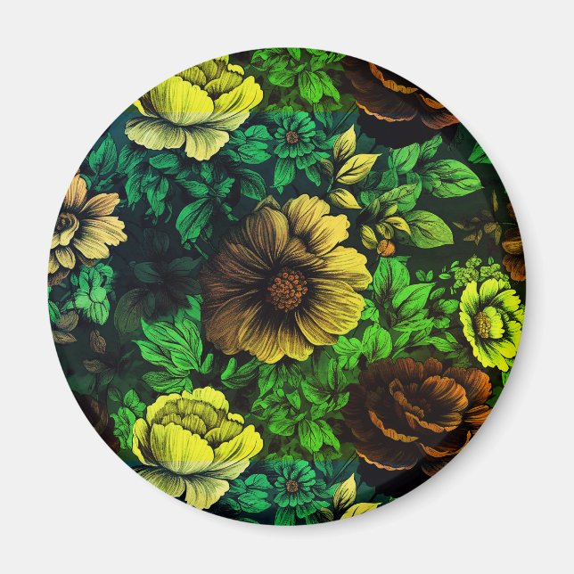 Unique Colours Vintage Floral Print Magnet (Front)