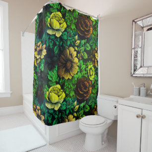 Unique Colours Vintage Floral Print Shower Curtain