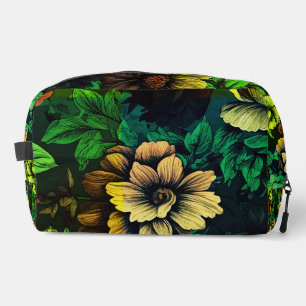 Unique Colours Vintage Green Floral Print Dopp Kit
