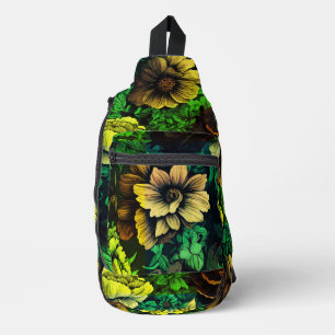 Unique Colours Vintage Green Floral Print Sling Bag