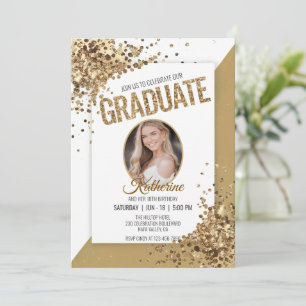 Unique Confetti Sparkling Birthday Graduate Photo Invitation