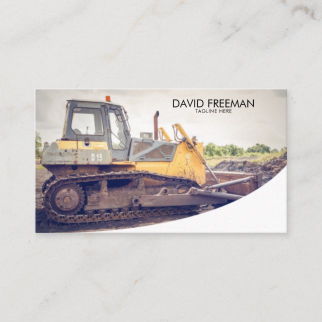 Unique Construction & Building Machine Bulldozer Business Card (Front)