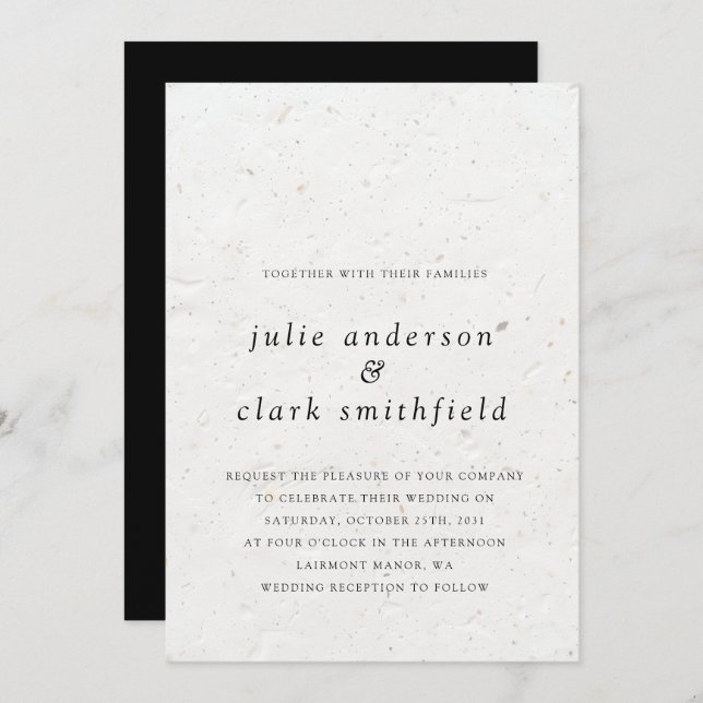Unique Contemporary Minimalist Texture Wedding Invitation (Front/Back)