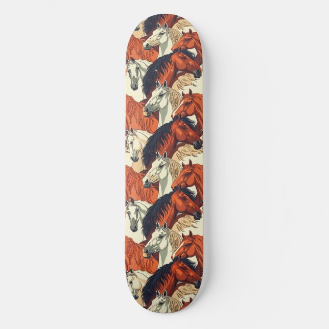 Unique Cool Horse Lover Design Skateboard (Front)