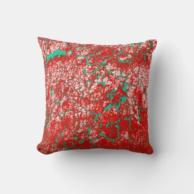 Unique Cool Pink Red Green Abstract Pattern Cushion (Front)