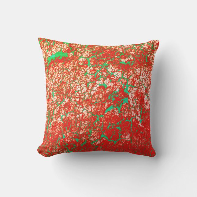 Unique Cool Pink Red Green Abstract Pattern Outdoor Cushion (Front)