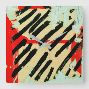 Unique Cool Worn Wall Paper Paint Square Wall Clock